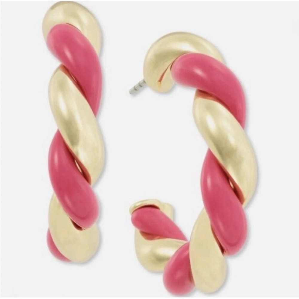 On 34th
Gold-Tone Swirl Medium Hoop Earrings, 1.2" Pink/Gold